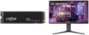 Crucial P310 M.2 2280 2TB PCI-Express 4.0 x4 NVMe 3D NAND Internal Solid State Drive Speed Up to 7100 MBps (SSD) CT2000P310SSD8 LG 32" 144 Hz VA UHD Gaming Monitor FreeSync Premium (AMD Adaptive Sync) DCI-P3 90% (CIE1976) UltraGear 32GQ750-