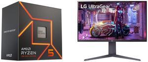 AMD Ryzen 5 7600 - Ryzen 5 7000 Series Zen 4 6-Core 3.8 GHz - Socket AM5 65W - AMD Radeon Graphics Processor - 100-100001015BOX LG 32" 144 Hz VA UHD Gaming Monitor FreeSync Premium (AMD Adaptive Sync) DCI-P3 90% (CIE1976) UltraGear 32GQ750-