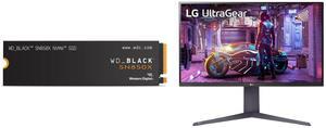WD_BLACK 4TB SN850X NVMe Internal Gaming SSD Solid State Drive - Gen4 PCIe, M.2 2280, Up to 7,300 MB/s - WDS400T2X0E LG 32" 144 Hz VA UHD Gaming Monitor FreeSync Premium (AMD Adaptive Sync) DCI-P3 90% (CIE1976) UltraGear 32GQ750-B