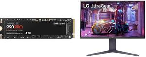 SAMSUNG 990 PRO SSD 4TB PCIe 4.0 M.2 2280 Internal Solid State Hard Drive, Seq. Read Speeds Up to 7,450 MB/s for High End Computing, Gaming, and Heavy Duty Workstations, MZ-V9P4T0B/AM LG 32" 144 Hz VA UHD Gaming Monitor FreeSync Premium (AM