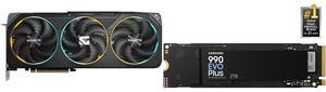 GPU SSD Combo -  GIGABYTE GV-N5070GAMING OC-12GD Bundle with SAMSUNG 990 EVO PLUS SSD 2TB, PCIe Gen 4x4 | Gen 5x2 M.2 2280 SSD