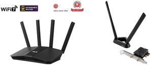 ASUS RT-BE58U WiFi 7 AiMesh Extendable Router, 4K-QAM, MLO, AI Detection 2.5G WAN/LAN port , Four 1G ports, Commercial-Grade Network Security, Parental Control, IoT network, Kid’s network, VPN network ASUS PCE-BE92BT WiFi 7 PCI-E Adapter