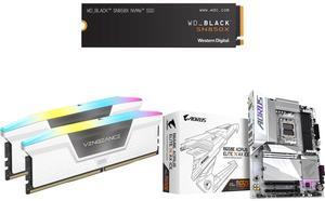 SSD Memory Motherboard Combo -  Western Digital WDS200T2X0E Bundle with  Corsair CMH32GX5M2E6000C36W  and GIGABYTE B650E AORUS ELITE X ICE