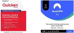 Quicken Classic Business & Personal - 1 Year Subscription (Windows) [Key Card] NordVPN Plus Bundle [NordVPN+NordPass] 10 Devices / 1-Year Download