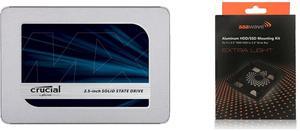 Crucial MX500 1TB 3D NAND SATA 2.5 Inch Internal SSD, up to 560 MB/s  - CT1000MX500SSD1 AAAwave Aluminum HDD/SSD Mounting Kit For 2 x 2.5" HDD/SSD to 3.5" Drive bay