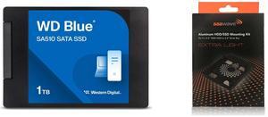 Western Digital 1TB WD Blue SA510 SATA Internal Solid State Drive SSD - SATA III 6 Gb/s, 2.5"/7mm, Up to 560 MB/s - WDS100T3B0A AAAwave Aluminum HDD/SSD Mounting Kit For 2 x 2.5" HDD/SSD to 3.5" Drive bay