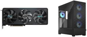 GPU Computer Case Combo -  GIGABYTE GV-N5070EAGLE OC-12GD Bundle with  Fractal Design FD-C-POR1X-06