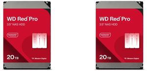 2 x Western Digital 20TB WD Red Pro NAS Internal Hard Drive HDD - 7200 RPM, SATA 6 Gb/s, CMR, 512 MB Cache, 3.5" - WD202KFGX