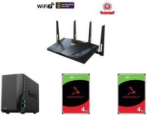 ASUS RT-BE88U Dual-band WiFi 7 AiMesh + Synology DS224 NAS + Seagate 4TB x2 NAS Drives