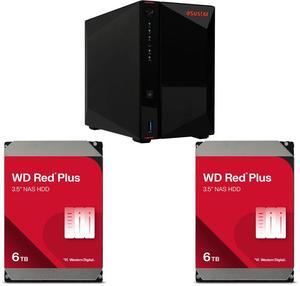 Asustor AS5402T 2 Bay NAS Storage, Quad-Core 2.0GHz CPU, 4xM.2 NVMe SSD Slots, 2x2.5GbE Ports, 4GB DDR4 RAM, Gaming Network Attached Storage, Home Personal Cloud Storage (Diskless) 2 x WD Red Plus WD60EFPX 6TB 5400 RPM 256MB Cache SATA 6.0G