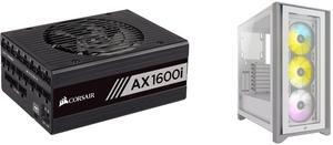CORSAIR AXi Series AX1600i CP-9020087-NA 1600W Digital ATX Power Supply Corsair iCUE 4000X RGB CC-9011205-WW White Computer Case