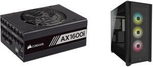 CORSAIR AXi Series AX1600i CP-9020087-NA 1600W Digital ATX Power Supply Corsair iCUE 5000X RGB Tempered Glass Mid-Tower ATX PC Smart Case, Black, CC-9011212-WW