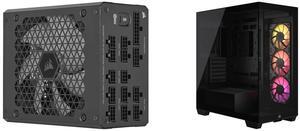 CORSAIR HX1000i Fully Modular Ultra-Low Noise ATX Power Supply - ATX 3.0 & PCIe 5.0 Compliant - Fluid Dynamic Bearing Fan - CORSAIR  iCUE Software Compatible - 80 PLUS Platinum Efficiency CORSAIR 3500X ARGB Tempered Glass Mid-Tower PC Case,