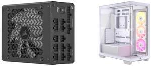 CORSAIR HX1000i Fully Modular Ultra-Low Noise ATX Power Supply - ATX 3.0 & PCIe 5.0 Compliant - Fluid Dynamic Bearing Fan - CORSAIR  iCUE Software Compatible - 80 PLUS Platinum Efficiency CORSAIR 3500X ARGB Tempered Glass Mid-Tower PC Case,