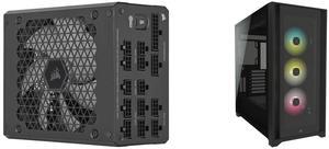 CORSAIR HX1000i Fully Modular Ultra-Low Noise ATX Power Supply - ATX 3.0 & PCIe 5.0 Compliant - Fluid Dynamic Bearing Fan - CORSAIR  iCUE Software Compatible - 80 PLUS Platinum Efficiency Corsair iCUE 5000X RGB Tempered Glass Mid-Tower ATX