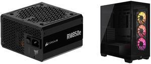 CORSAIR RMx Series RM850e 850 W Power Supply CORSAIR 3500X ARGB Tempered Glass Mid-Tower PC Case, Black – 3x Pre-Installed RS120 ARGB Fans – Reverse Connection Motherboard Compatible – Fits up to 10x 120mm Fans