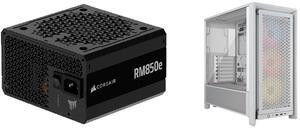 CORSAIR RMx Series RM850e 850 W Power Supply CORSAIR FRAME 4000D RS ARGB Modular High Airflow Mid-Tower PC Case, White – 3x CORSAIR RS ARGB Fans – Fully Customizable Design – InfiniRail™ Fan Mounting System – Fits Multiple 360mm Radiators