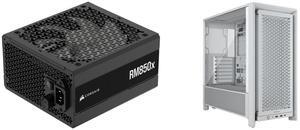 CORSAIR RMx Series RM850x ATX Power Supply - Fully Modular - ATX 3.1 - PCIe 5.1 - Cybenetics Gold - Low-Noise - Japanese Capacitors - 850 Watts CORSAIR FRAME 4000D Modular High Airflow Mid-Tower PC Case, White – Fully Customizable Design –