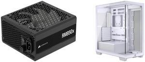 CORSAIR RMx Series RM850x ATX Power Supply - Fully Modular - ATX 3.1 - PCIe 5.1 - Cybenetics Gold - Low-Noise - Japanese Capacitors - 850 Watts CORSAIR 3500X Tempered Glass Mid-Tower PC Case, White – No Fans Included - Reverse Connection Mo