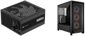 CORSAIR RMx Series RM850x ATX Power Supply - Fully Modular - ATX 3.1 - PCIe 5.1 - Cybenetics Gold - Low-Noise - Japanese Capacitors - 850 Watts CORSAIR FRAME 4000D RS ARGB Modular High Airflow Mid-Tower PC Case, Black – Fully Customizable D