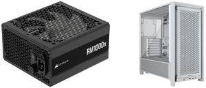 CORSAIR RMx Series RM1000x ATX Power Supply - Fully Modular - ATX 3.1 - PCIe 5.1 - Cybenetics Gold - Low-Noise - Japanese Capacitors - 1000 Watts Corsair FRAME 4000D RS White Computer Case