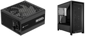 CORSAIR RMx Series RM1000x ATX Power Supply - Fully Modular - ATX 3.1 - PCIe 5.1 - Cybenetics Gold - Low-Noise - Japanese Capacitors - 1000 Watts Corsair FRAME 4000D RS Black Computer Case- 3X CORSAIR RS Fans – InfiniRail Fan Mounting Syste
