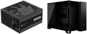 CORSAIR RMx Series RM1000x ATX Power Supply - Fully Modular - ATX 3.1 - PCIe 5.1 - Cybenetics Gold - Low-Noise - Japanese Capacitors - 1000 Watts CORSAIR 2500X Micro ATX Dual Chamber PC Case –Tempered Glass Front Panels – Fits up to 9x 120m