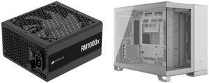 CORSAIR RMx Series RM1000x ATX Power Supply - Fully Modular - ATX 3.1 - PCIe 5.1 - Cybenetics Gold - Low-Noise - Japanese Capacitors - 1000 Watts CORSAIR 2500X Micro ATX Dual Chamber PC Case –White – Tempered Glass Front Panels – Fits up to