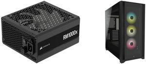 CORSAIR RMx Series RM1000x ATX Power Supply - Fully Modular - ATX 3.1 - PCIe 5.1 - Cybenetics Gold - Low-Noise - Japanese Capacitors - 1000 Watts Corsair iCUE 5000X RGB Tempered Glass Mid-Tower ATX PC Smart Case, Black, CC-9011212-WW