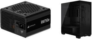CORSAIR RMx Series RM750e 750 W Power Supply CORSAIR 3500X Tempered Glass Mid-Tower PC Case, Black – No Fans Included - Reverse Connection Motherboard Compatible – Fits up to 10x 120mm Fans – Up to 2x 360mm Radiators