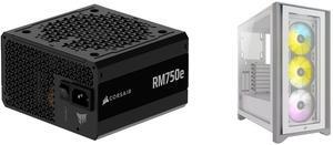 CORSAIR RMx Series RM750e 750 W Power Supply Corsair iCUE 4000X RGB CC-9011205-WW White Computer Case