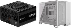 CORSAIR RMx Series RM750e 750 W Power Supply CORSAIR 2500D AIRFLOW Micro ATX Dual Chamber PC Case – White – Fully Mesh Front, Side, and Roof Panels – Fits up to 11x 120mm fans – 4x AIO Radiator Mounting Positions CORSAIR RMx Series RM750e 750 W Power Supply CORSAIR 2500D AIRFLOW Micro ATX Dual Chamber PC Case – White – Fully Mesh Front, Side, and Roof Panels – Fits up to 11x 120mm fans – 4x AIO Radiator Mounting Positions