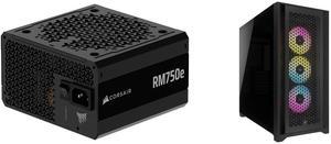 CORSAIR RMx Series RM750e 750 W Power Supply CORSAIR iCUE 5000D RGB AIRFLOW Mid-Tower Case, Black - 3x AF120 RGB ELITE Fans - iCUE Lighting Node PRO Controller - High-airflow Design CORSAIR RMx Series RM750e 750 W Power Supply CORSAIR iCUE 5000D RGB AIRFLOW Mid-Tower Case, Black - 3x AF120 RGB ELITE Fans - iCUE Lighting Node PRO Controller - High-airflow Design