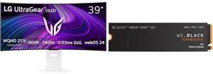 LG UltraGear™ OLED GX9s (39GX90SA) 240Hz OLED Smart Monitor with steep 800R curvature WD_BLACK 4TB SN850X NVMe Internal Gaming SSD Solid State Drive - Gen4 PCIe, M.2 2280, Up to 7,300 MB/s - WDS400T2X0E