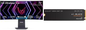 LG 39.6" 240 Hz OLED WQHD Gaming Monitor FreeSync Premium Pro & G-Sync Compatible DCI-P3 98.5% (CIE1976) HDMI, DisplayPort, USB, Audio UltraGear 39GS95QE-B WD_BLACK 4TB SN850X NVMe Internal Gaming SSD Solid State Drive - Gen4 PCIe, M.2 2280
