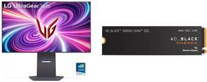 LG UltraGear 32" OLED Dual Mode 4K UHD 240Hz or FHD 480Hz 0.03ms G-Sync Compatible Gaming Monitor with Pixel Sound WD_BLACK 4TB SN850X NVMe Internal Gaming SSD Solid State Drive - Gen4 PCIe, M.2 2280, Up to 7,300 MB/s - WDS400T2X0E