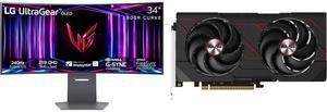 Monitor GPU Combo -  LG Electronics 34GS95QE-B Bundle with  Sapphire Tech 11350-04-20G