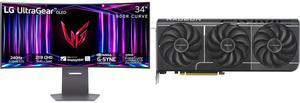 Monitor GPU Combo -  LG Electronics 34GS95QE-B Bundle with  ASUS PRIME-RX9060XT-O8G