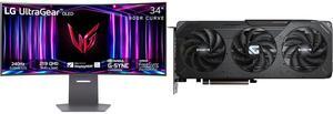 Monitor GPU Combo -  LG Electronics 34GS95QE-B Bundle with  GIGABYTE GV-R9060XTGAMING OC-16GD
