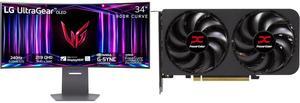 Monitor GPU Combo -  LG Electronics 34GS95QE-B Bundle with  PowerColor RX9060XT 8G-A