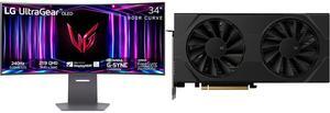 Monitor GPU Combo -  LG Electronics 34GS95QE-B Bundle with  XFX RX-96TSW8GBQ