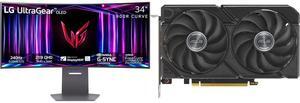 Monitor GPU Combo -  LG Electronics 34GS95QE-B Bundle with  ASUS DUAL-RX9060XT-8G