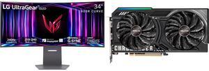 Monitor GPU Combo -  LG Electronics 34GS95QE-B Bundle with  ASRock RX9060XT CL 8GO