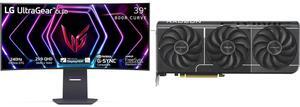 Monitor GPU Combo -  LG Electronics 39GS95QE-B Bundle with  ASUS PRIME-RX9060XT-O8G