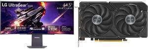 Monitor GPU Combo -  LG Electronics 45GS95QE-B Bundle with  ASUS DUAL-RX9060XT-8G