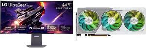 Monitor GPU Combo -  LG Electronics 45GS95QE-B Bundle with  ASRock RX9060XT SL 16GO