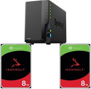 Synology 2-bay DiskStation DS224+ (Diskless) 2 x Seagate IronWolf 8TB NAS Hard Drive 7200 RPM 256MB Cache SATA 6.0Gb/s CMR 3.5" Internal HDD for RAID Network Attached Storage ST8000VN004-NE