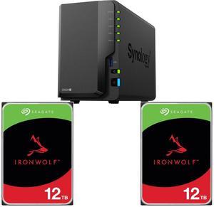 Synology 2-bay DiskStation DS224+ (Diskless) 2 x Seagate IronWolf 12TB NAS Hard Drive 7200 RPM 256MB Cache SATA 6.0Gb/s CMR 3.5" Internal HDD for RAID Network Attached Storage NE-ST12000VN0008