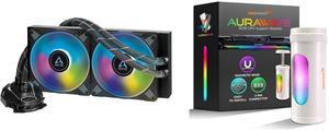 ARCTIC Liquid Freezer II 280 A-RGB - Multi-Compatible All-in-one A-RGB CPU AIO Water Cooler, Black ACFRE00106A AAAwave AURAWAVE GPU Support Bracket, Gaming Graphics Card Brace Support, Anti-Sag Video Card Holder, Adjustable Height with Magn