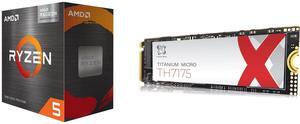 AMD Ryzen 5 5600G - Ryzen 5 5000 G-Series Cezanne (Zen 3) 6-Core 3.9 GHz Socket AM4 65W AMD Radeon Graphics Desktop CPU Processor - 100-100000252BOX Titanium Micro TH7175 1TB PCIe NVME 4.0 Gen 4 M.2 2280 Internal SSD